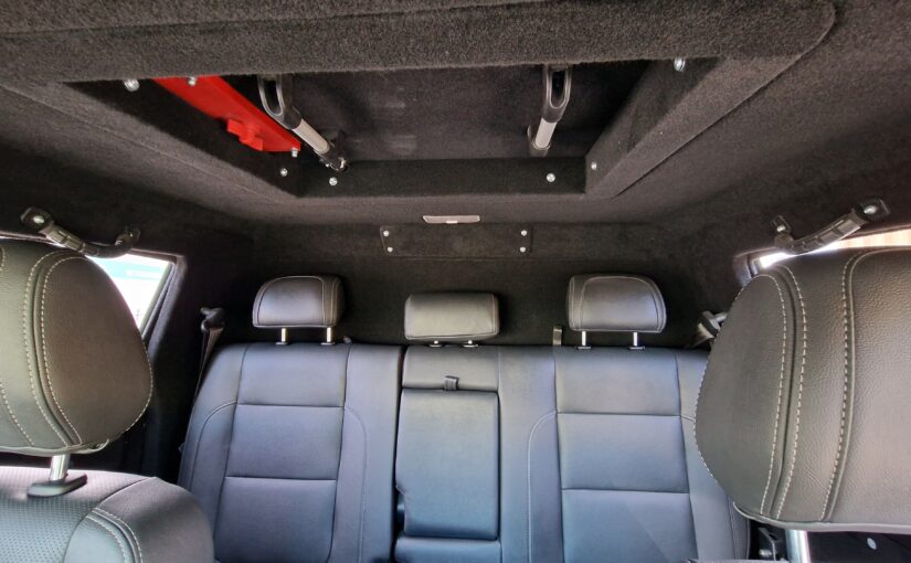 Armored escape hatch in the Peugeot Landtrek REFORM PL-B6 cabin